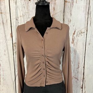Abercrombie & Fitch Ruched Buttom-Up Shirt Sm
